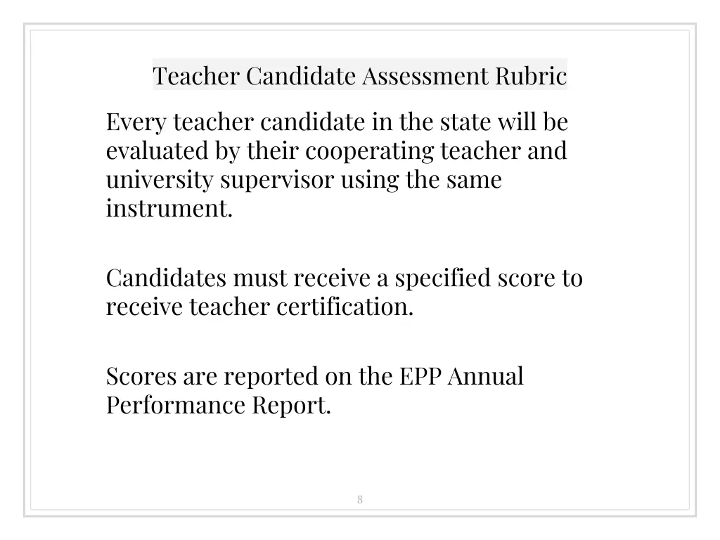 teacher candidate assessment rubric