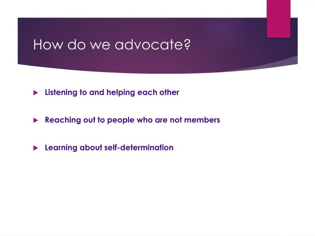 how do we advocate 1