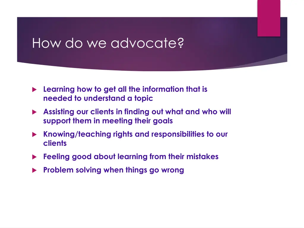 how do we advocate