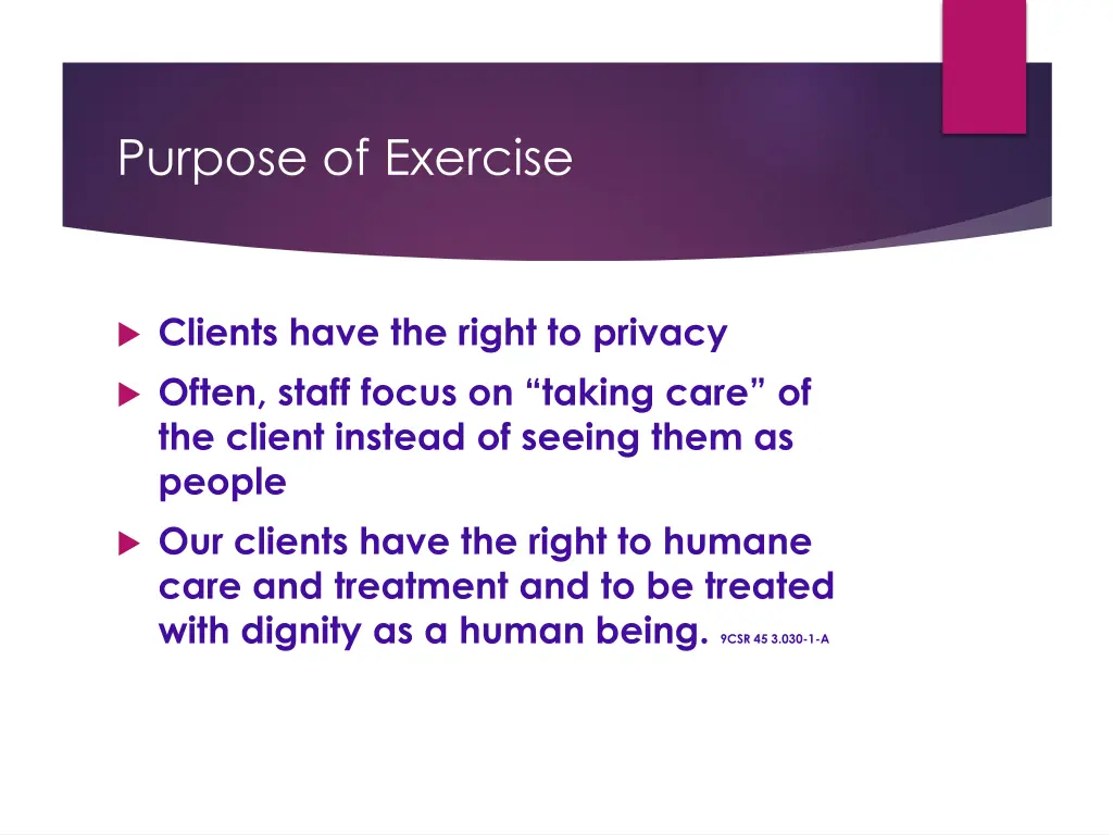 purpose of exercise