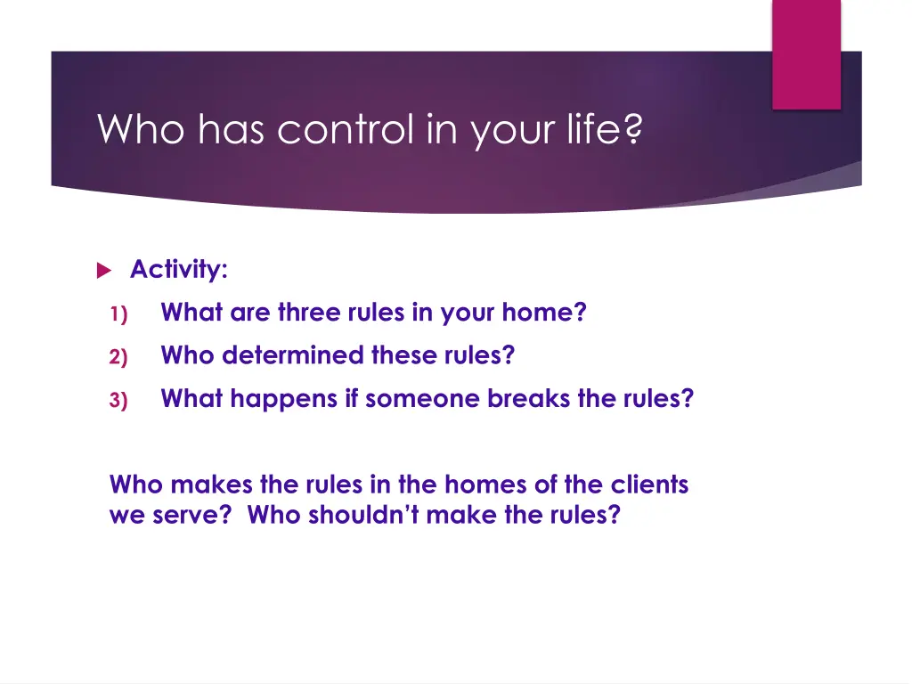 who has control in your life