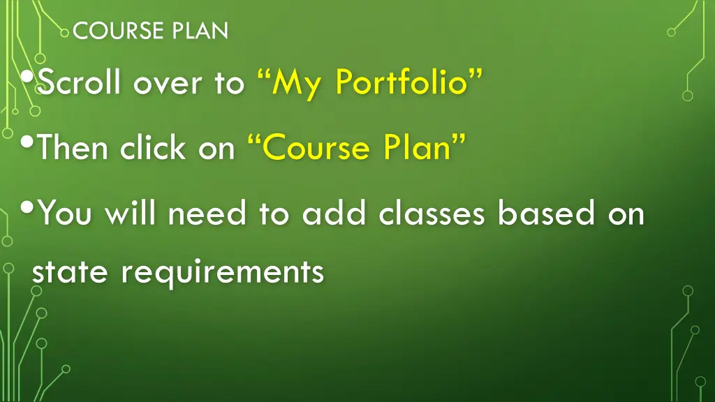course plan scroll over to my portfolio then