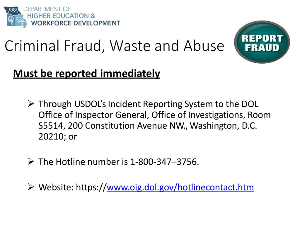 criminal fraud waste and abuse