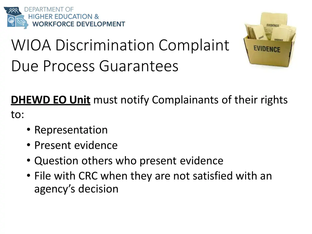 wioa discrimination complaint due process