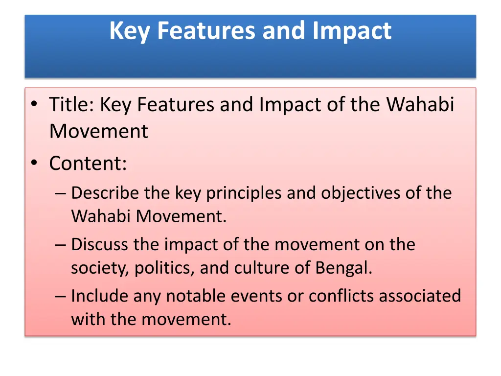 key features and impact