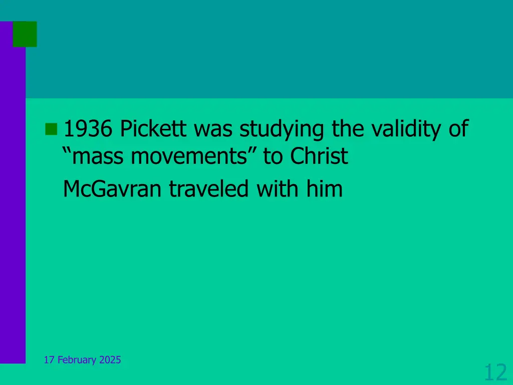 1936 pickett was studying the validity of mass