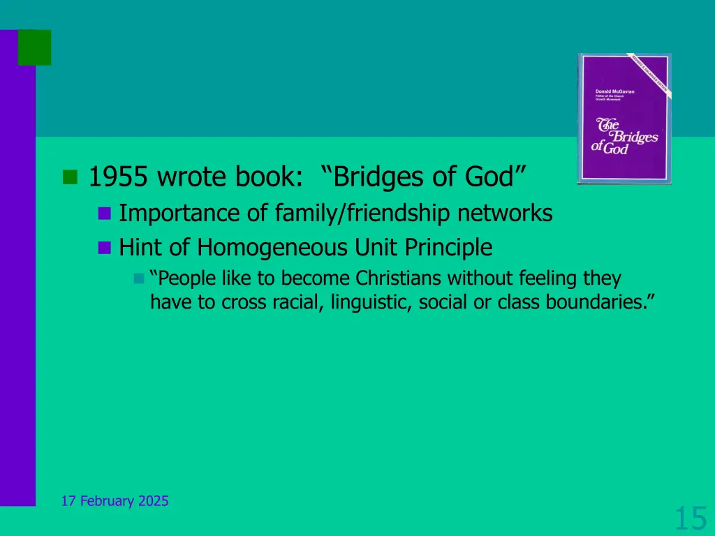 1955 wrote book bridges of god importance