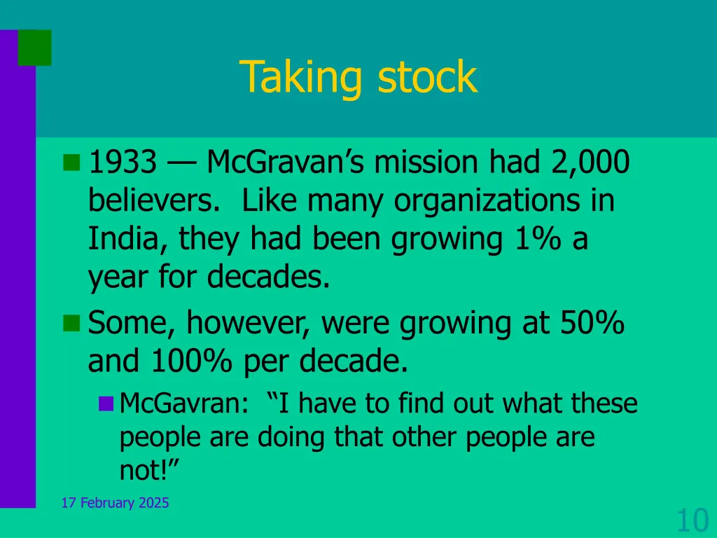 taking stock