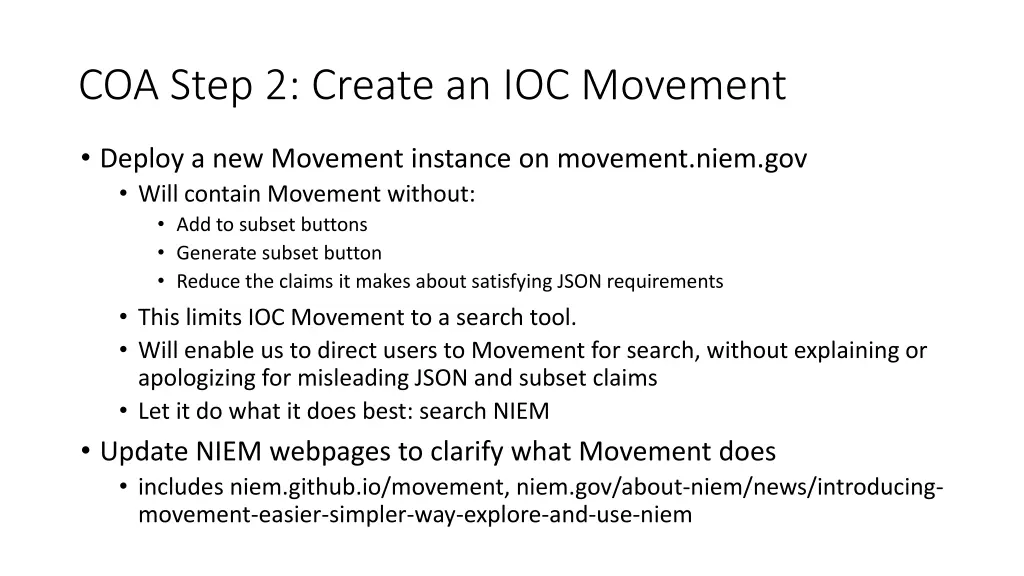 coa step 2 create an ioc movement