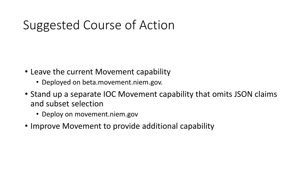 suggested course of action