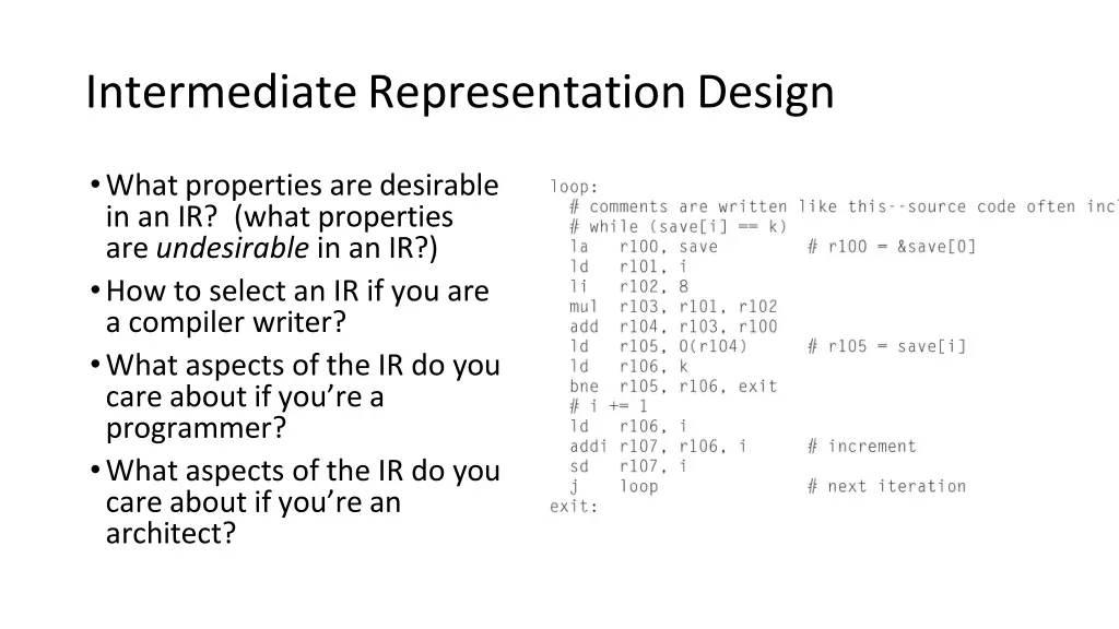 intermediate representation design