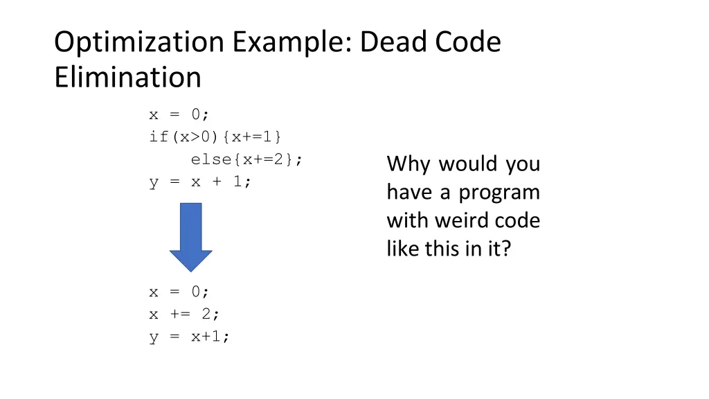 optimization example dead code elimination