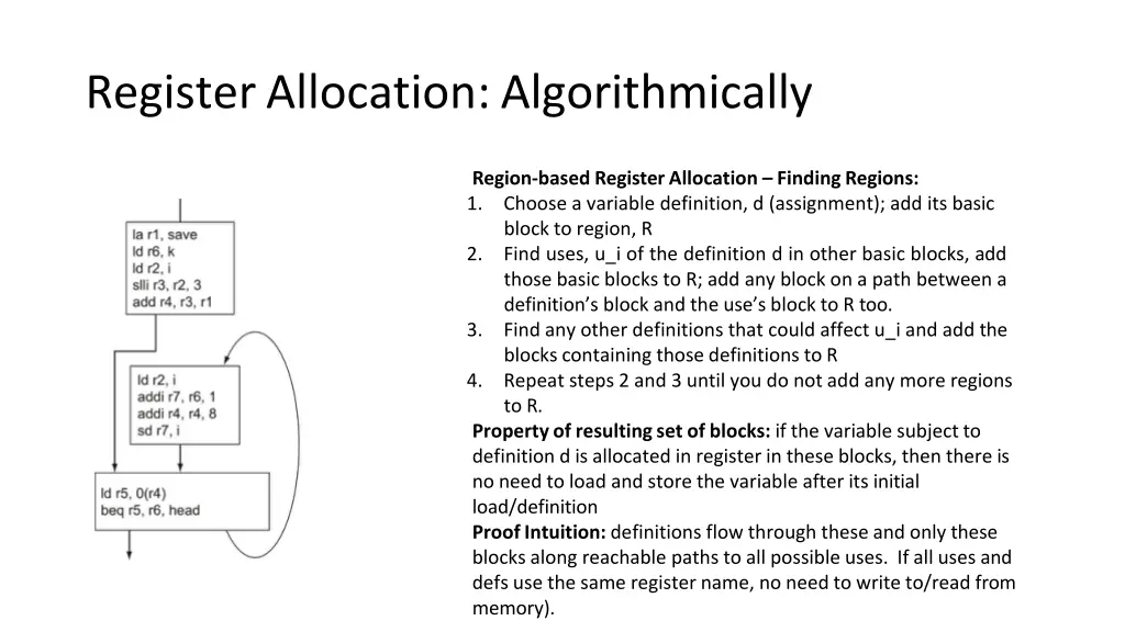 register allocation algorithmically