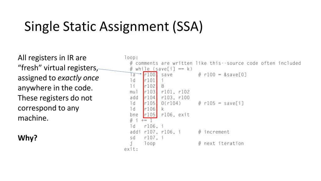 single static assignment ssa