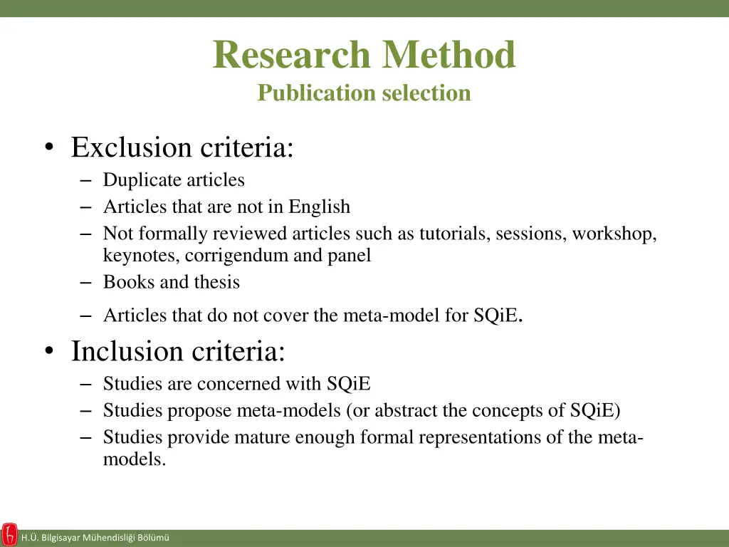 research method publication selection