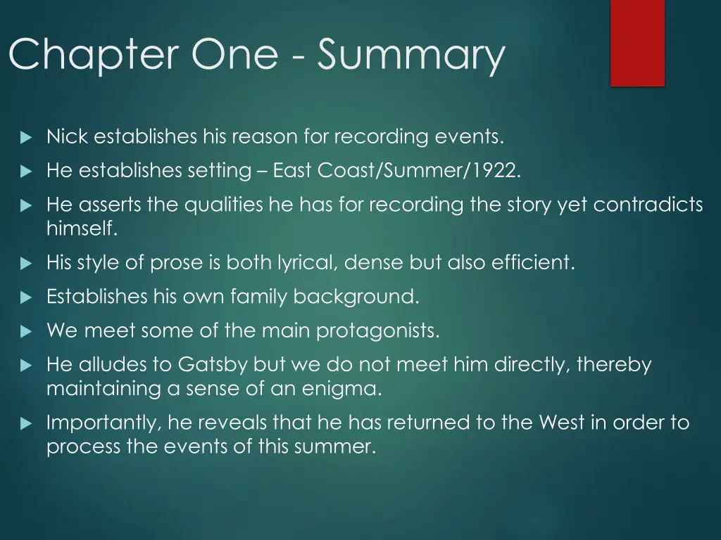 chapter one summary