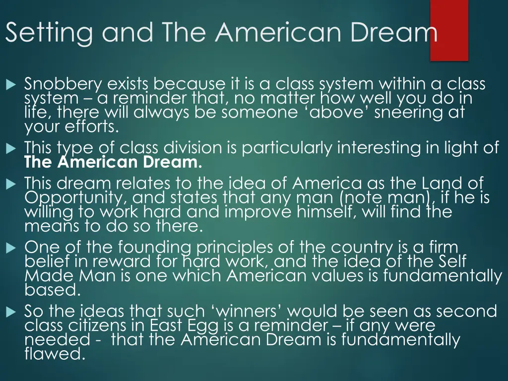 setting and the american dream