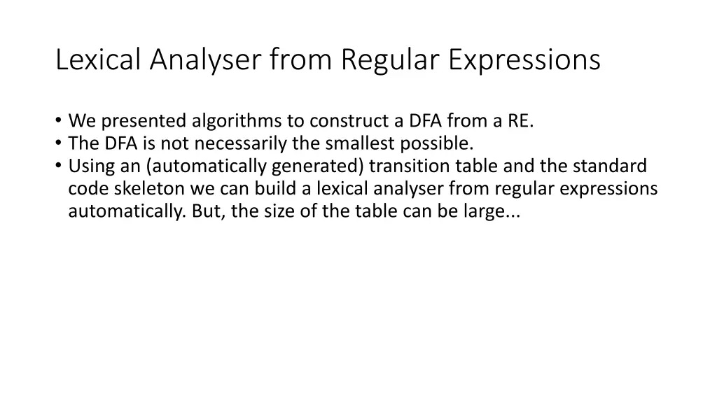 lexical analyser from regular expressions