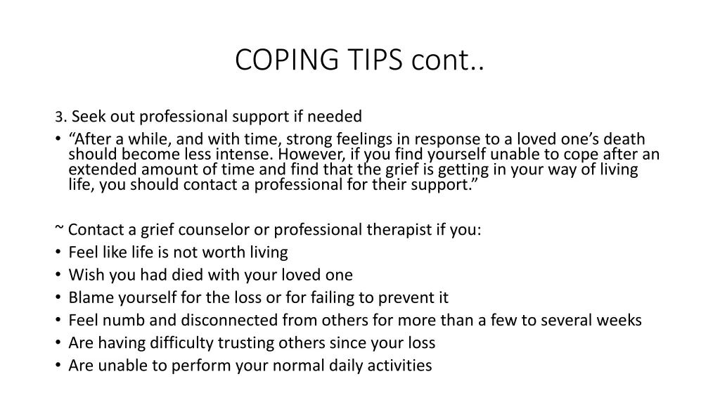 coping tips cont