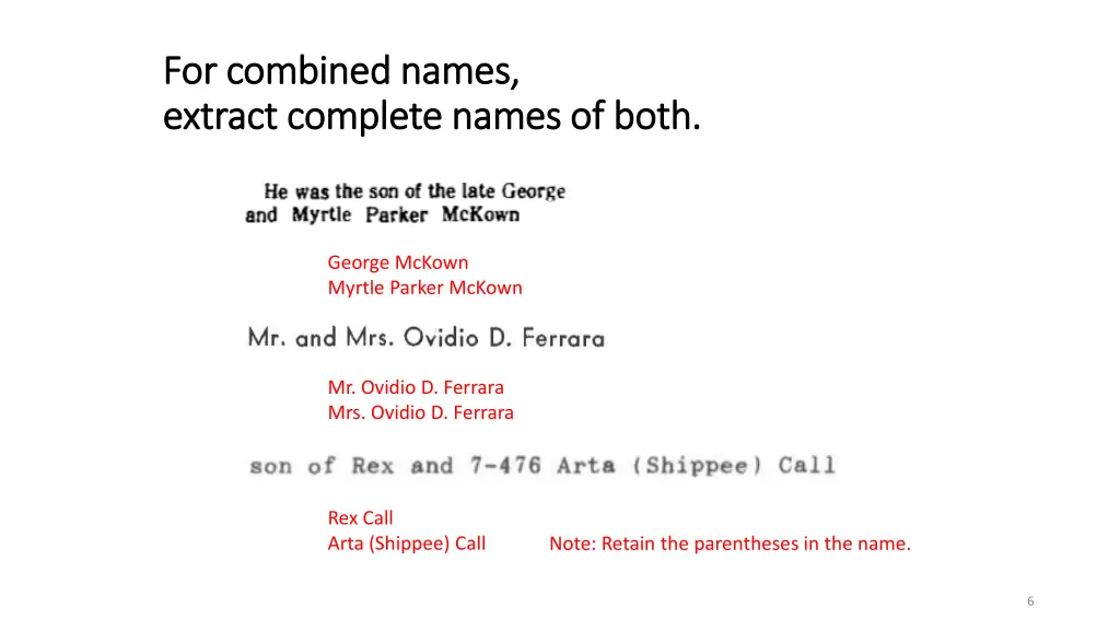for combined names for combined names extract