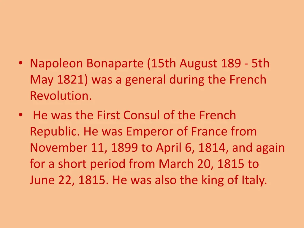 napoleon bonaparte 15th august 189 5th may 1821