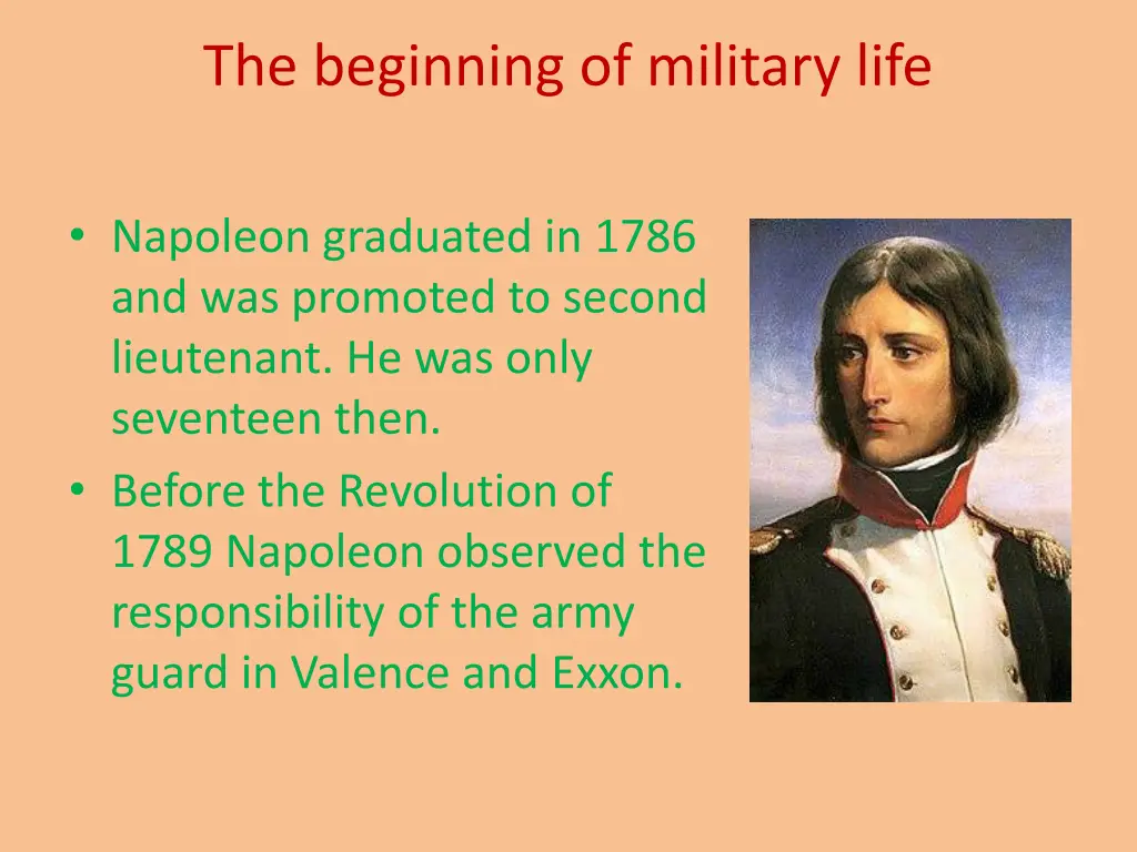 the beginning of military life