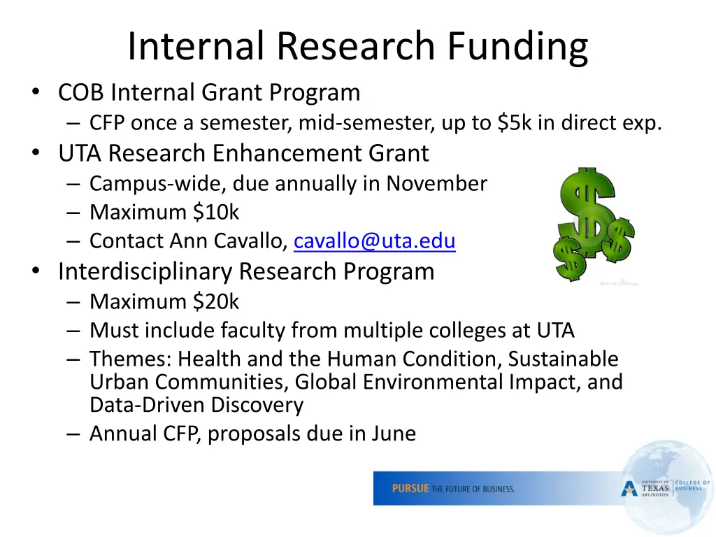 internal research funding cob internal grant