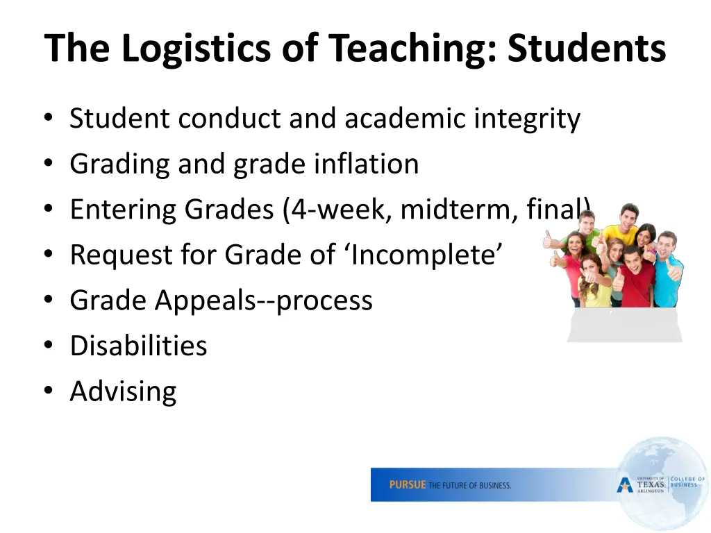 the logistics of teaching students