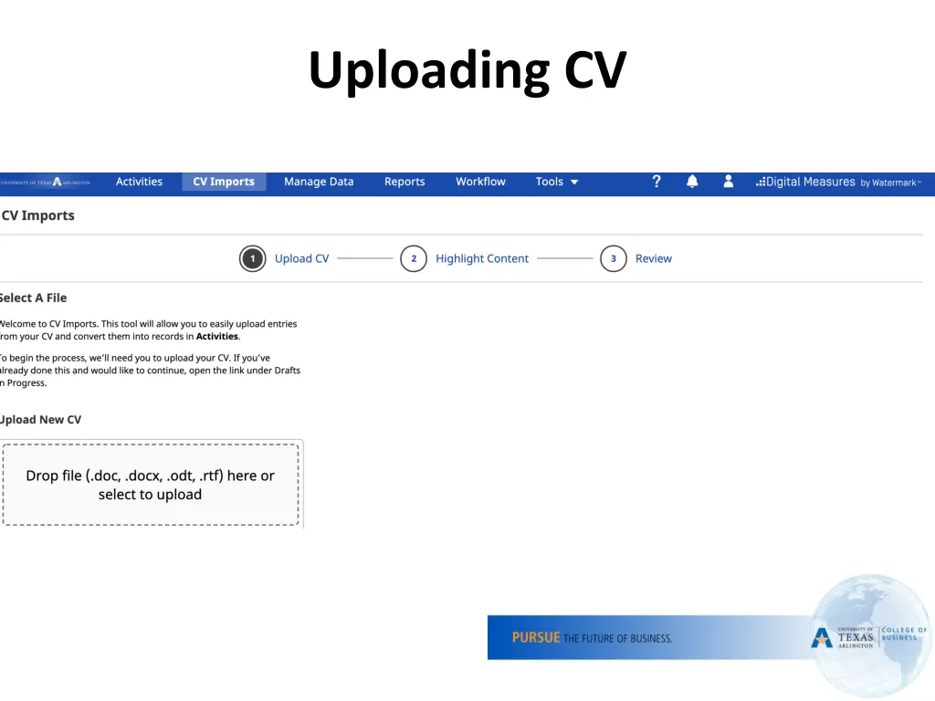 uploading cv
