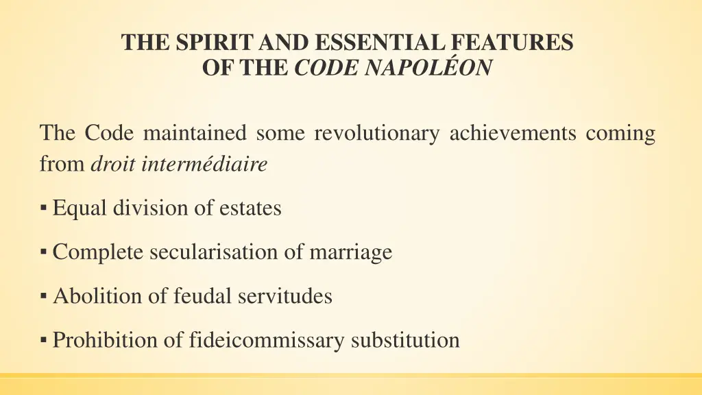 the spirit and essential features of the code 1