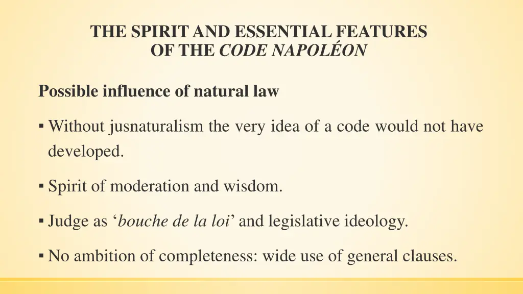the spirit and essential features of the code 4