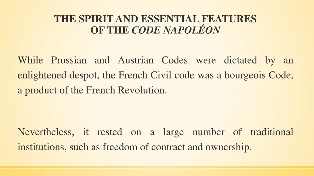 the spirit and essential features of the code