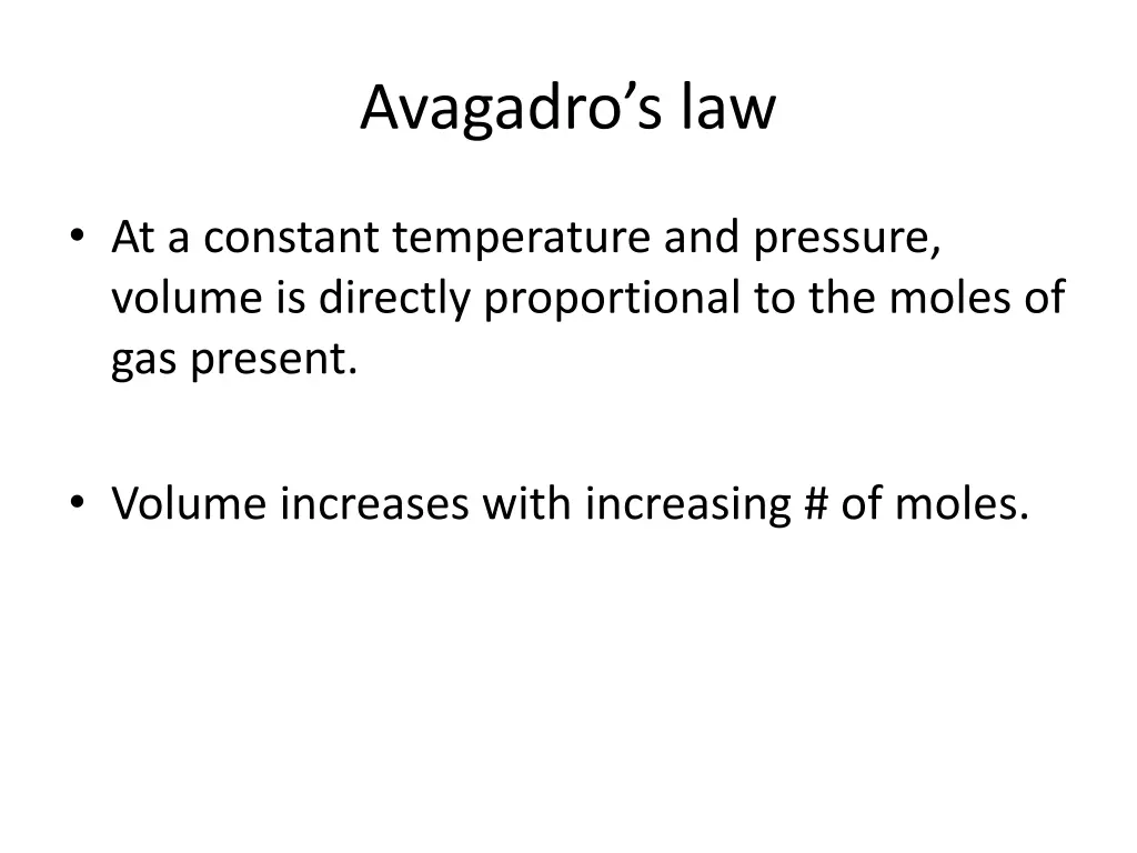 avagadro s law