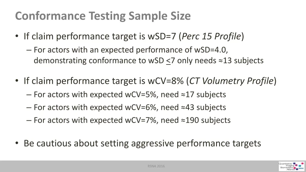 conformance testing sample size