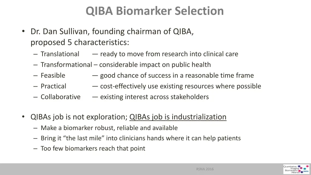 qiba biomarker selection