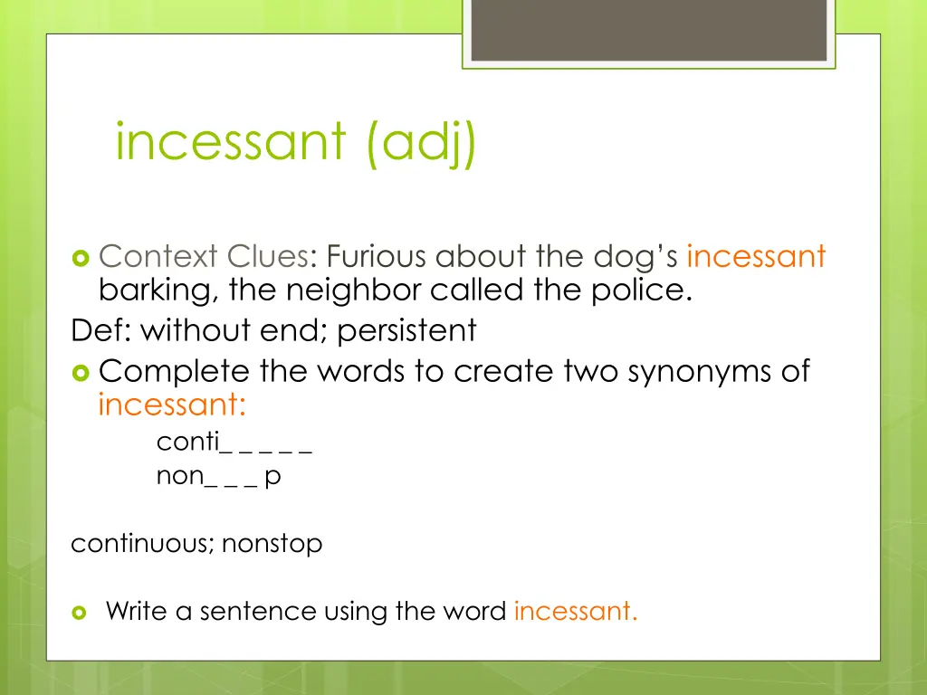 incessant adj