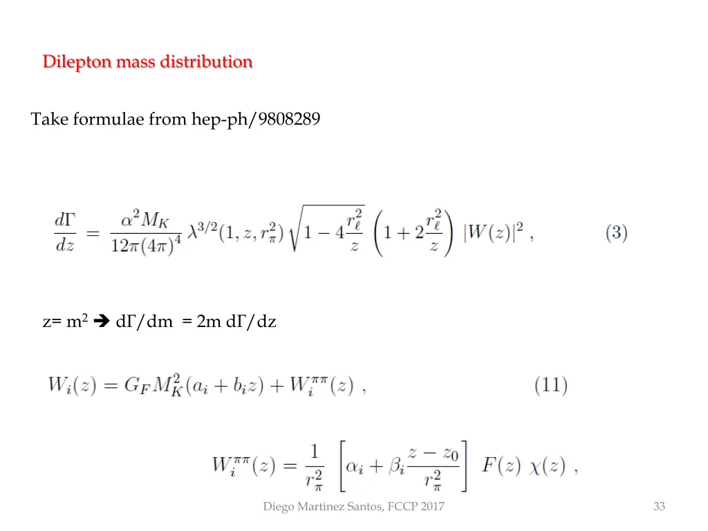 dilepton mass distribution