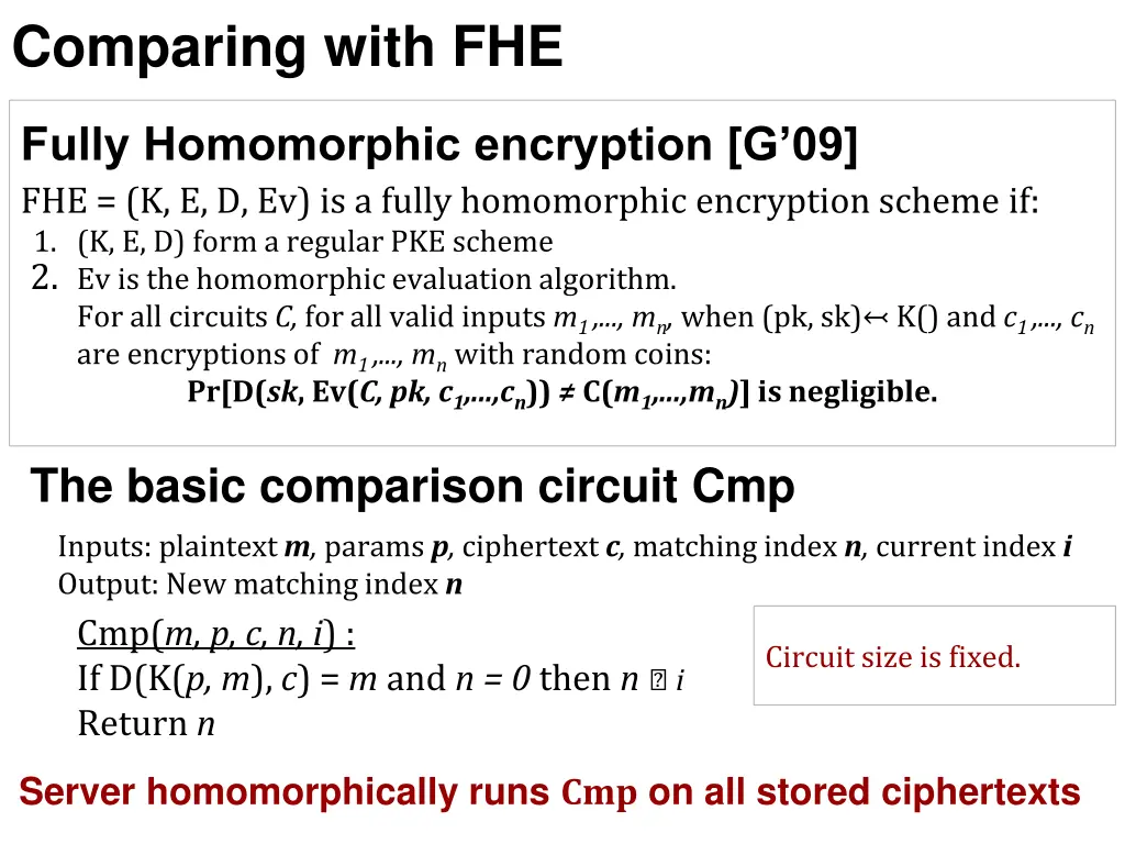 comparing with fhe