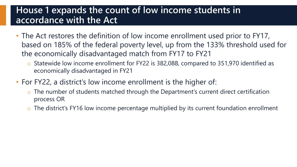 house 1 expands the count of low income students