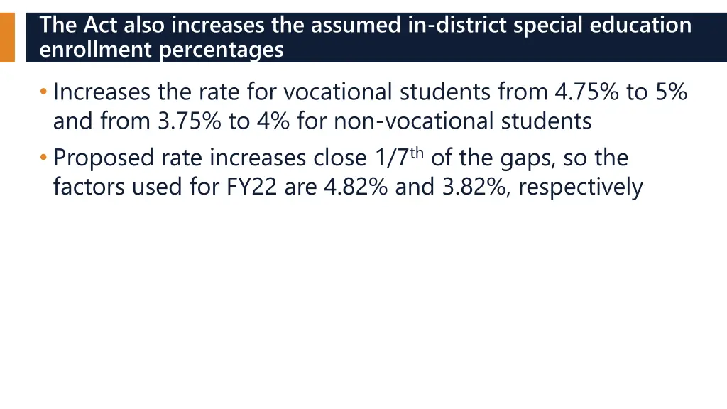 the act also increases the assumed in district