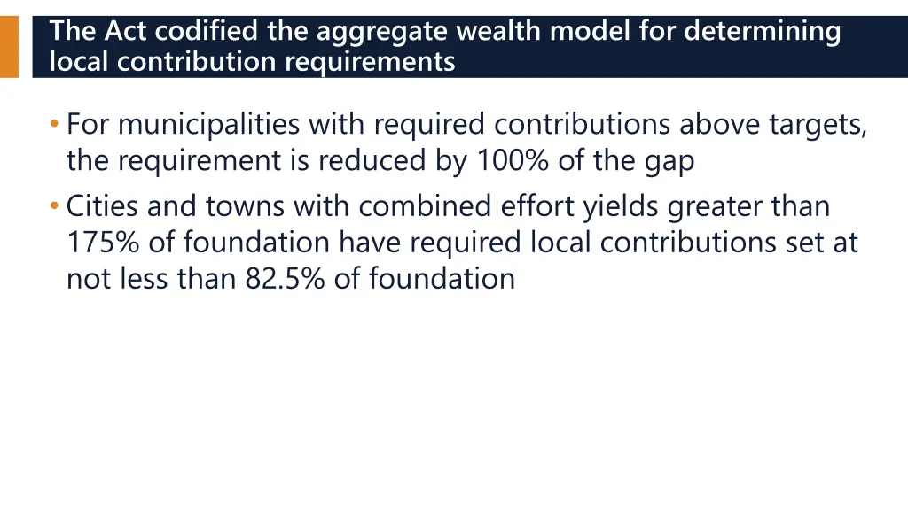 the act codified the aggregate wealth model