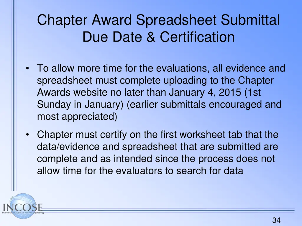 chapter award spreadsheet submittal due date