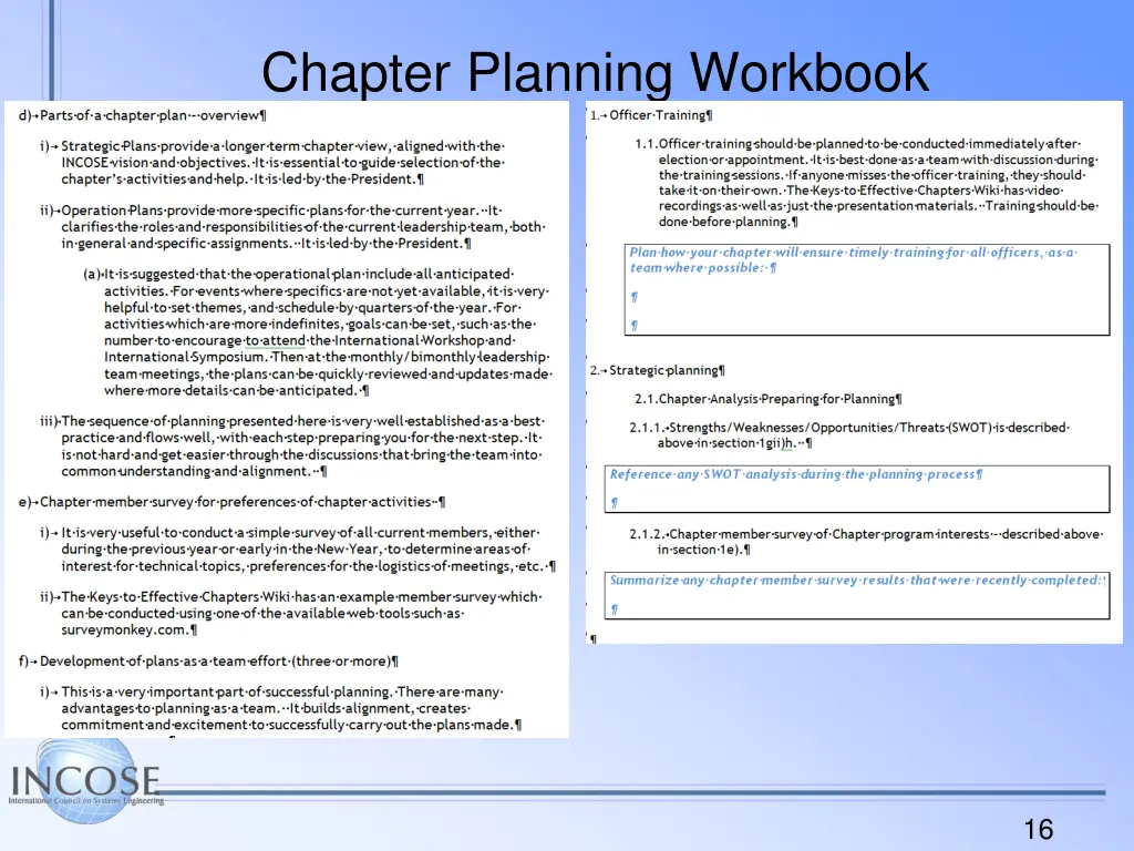 chapter planning workbook