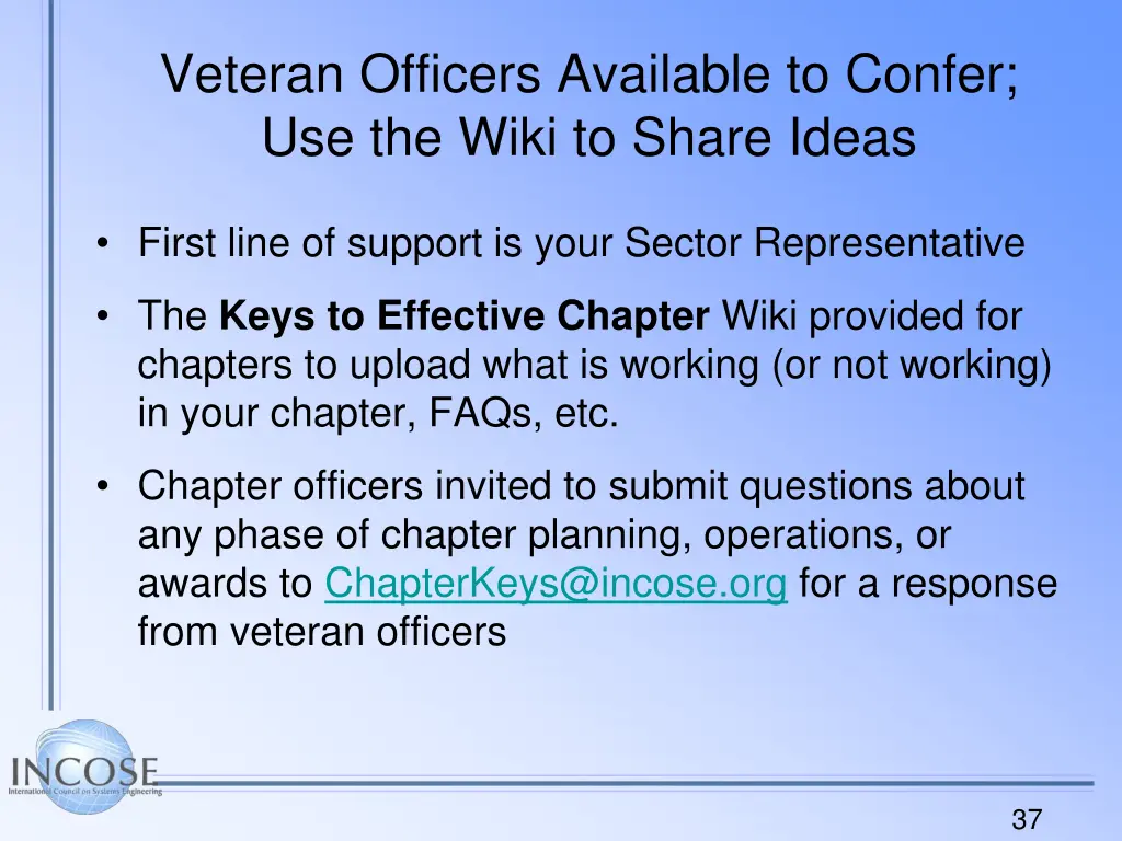 veteran officers available to confer use the wiki