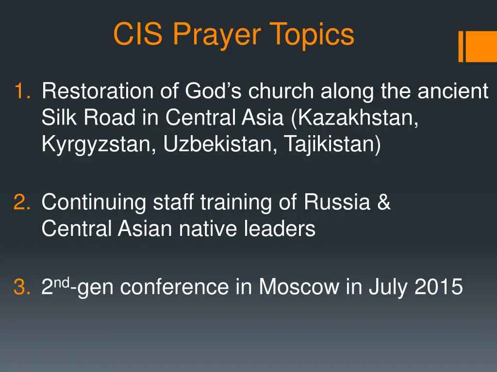 cis prayer topics