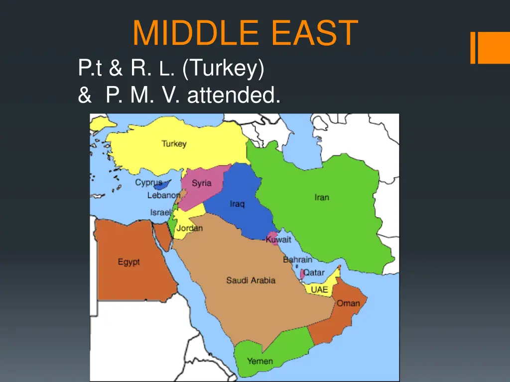 middle east p t r l turkey p m v attended