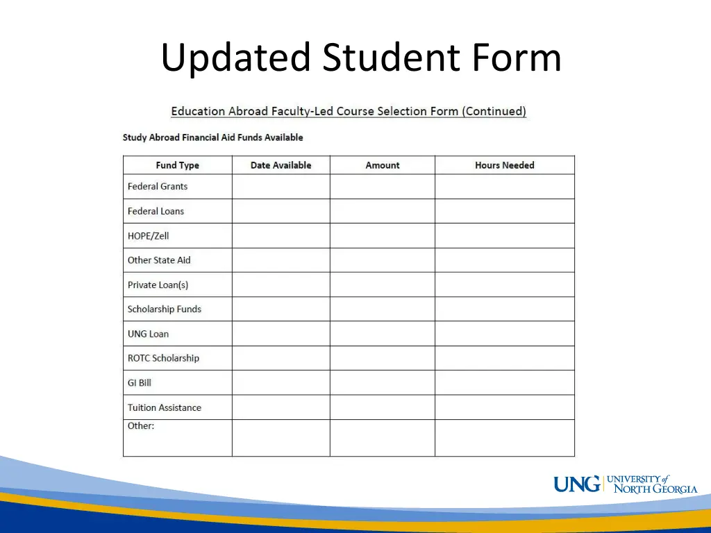 updated student form