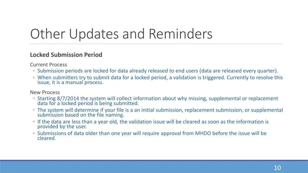 other updates and reminders