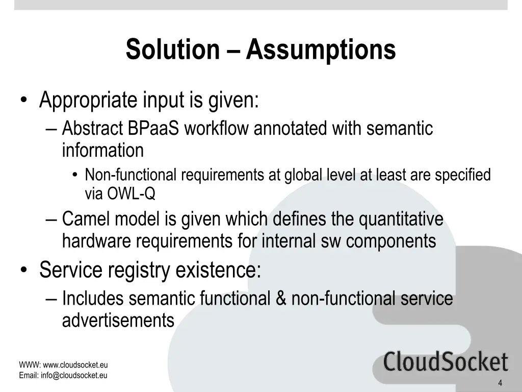 solution assumptions