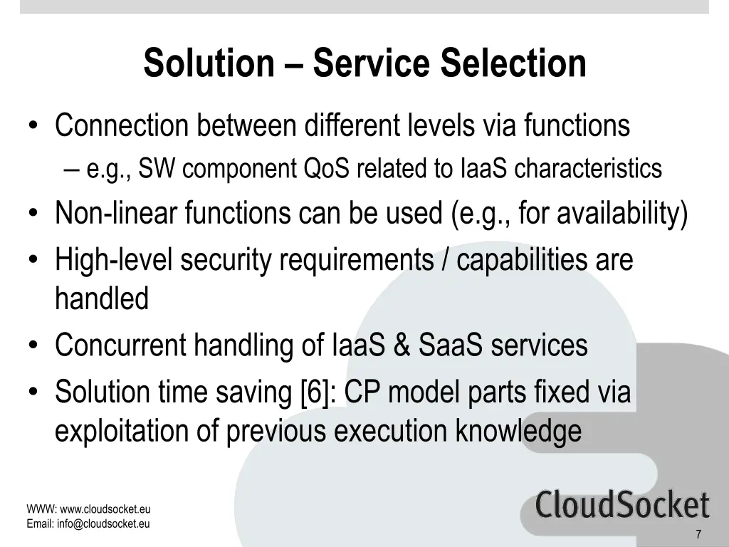 solution service selection